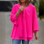 Anika | Double-Hem Zip-Neck Blouse