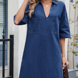Navy Denim Shirt Dress