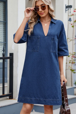 Navy Denim Shirt Dress