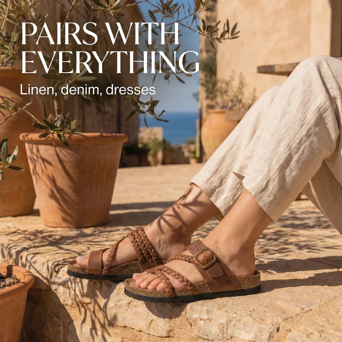 Leah | Braided Slide Sandals with a Buckle Strap