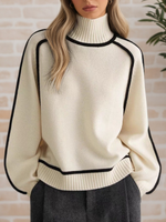Black Trim Turtleneck Jumper