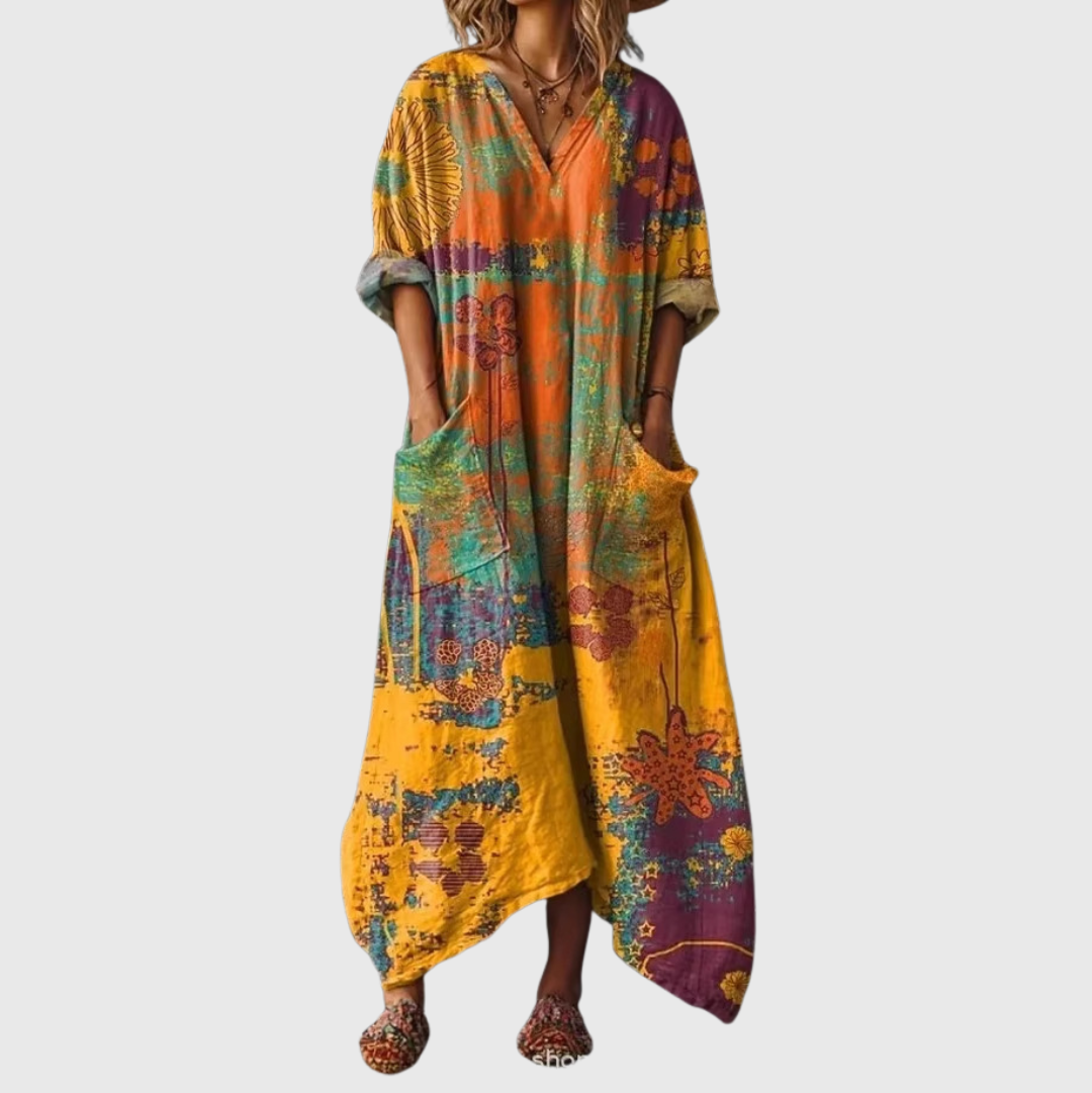 Colourful Print Maxi Dress