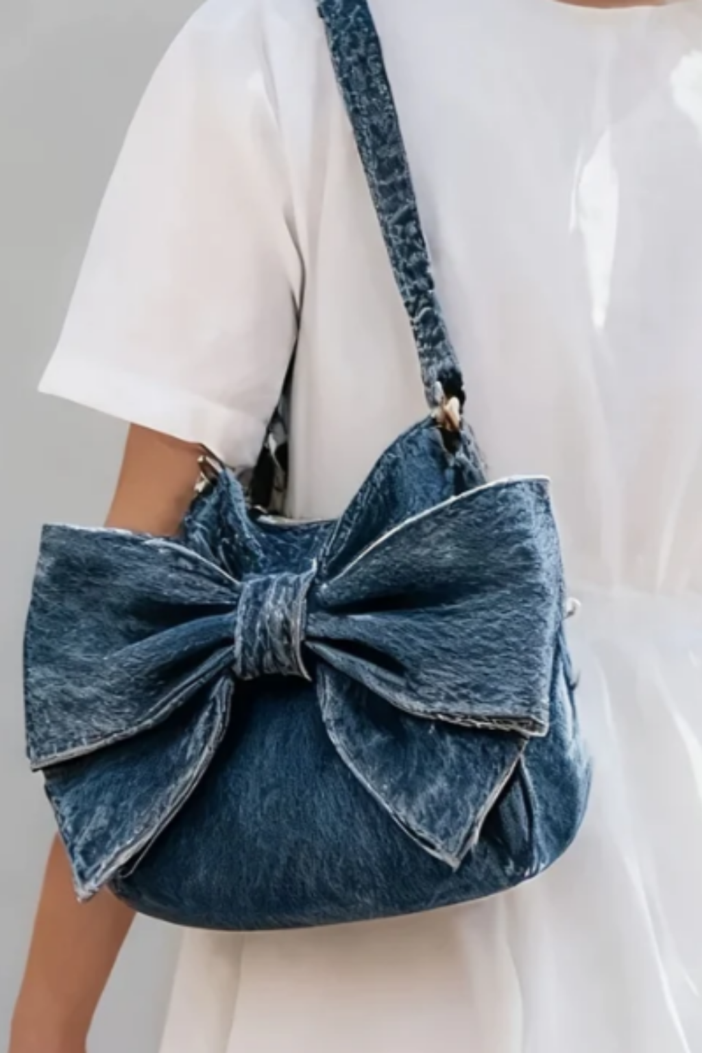 Retro Denim Bow Bag
