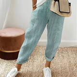 Dahlia | Striped Tapered Trousers with Turn-Up Hems