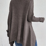 Long Split-Hem Turtleneck Jumper