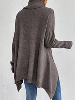 Long Split-Hem Turtleneck Jumper