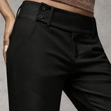 Camille | High-Waisted Wide-Leg Trousers with a Button Waist