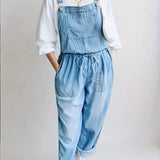 Relaxed Drawstring Denim Overalls
