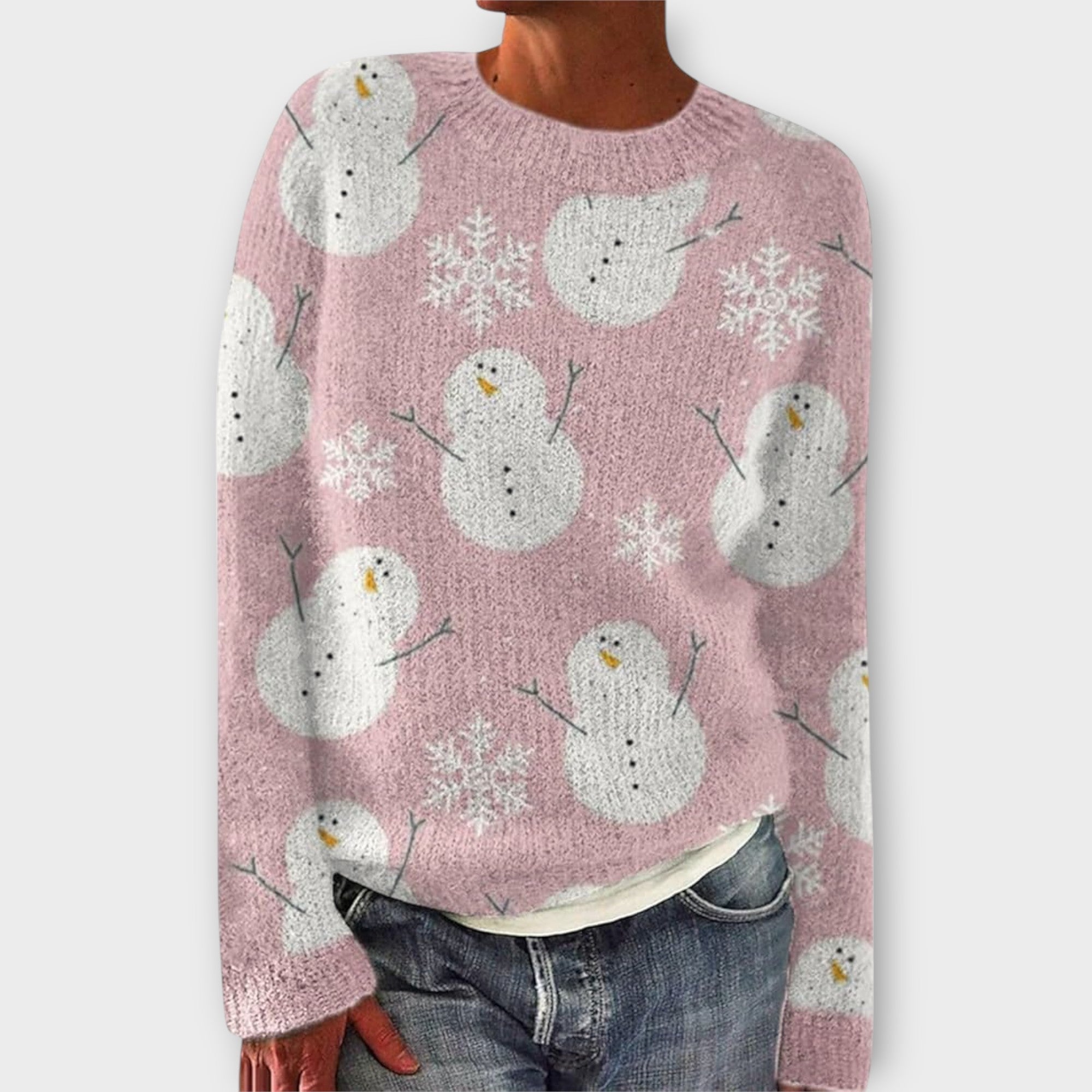 Reindeer Christmas Jumper Pink, studio photo