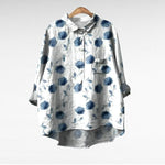 Elegant Summer Blouse in Navy Cornflower