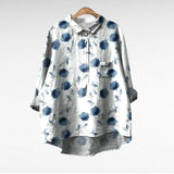 Elegant Summer Blouse in Navy Cornflower