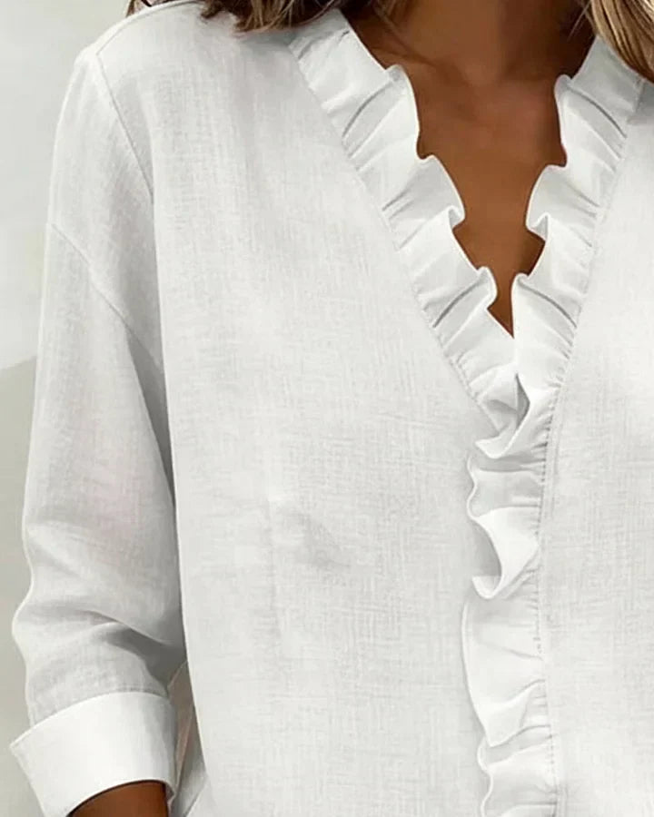 Hope | Refined Ruffled V-Neck Blouse