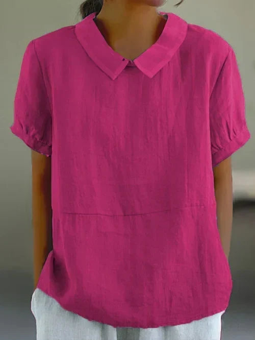 Arabelle | Simple Collared Shirt Dark Pink, studio photo