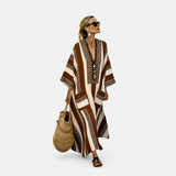 Elegant Kaftan in Chocolate Stripe