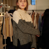 Sand Chevron High-Neck Jumper