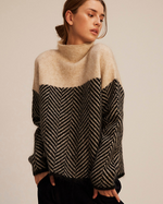 Sand Chevron High-Neck Jumper
