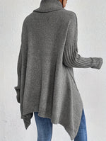 Long Split-Hem Turtleneck Jumper