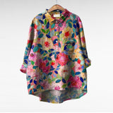 Elegant Summer Blouse in Pink Cut-Paper Floral
