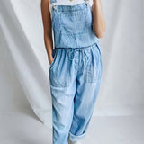 Relaxed Drawstring Denim Overalls