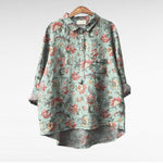 Elegant Summer Blouse in Pink Cut-Paper Floral