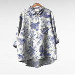 Elegant Summer Blouse in Pink Cut-Paper Floral