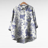 Elegant Summer Blouse in Pink Cut-Paper Floral