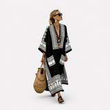 Elegant Kaftan in Black and White Tribal