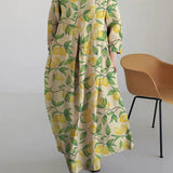 Rosalind | Lemon Print Round-Neck Midi Dress