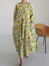 Rosalind | Loose Long Dress with a Round Neck and Pockets