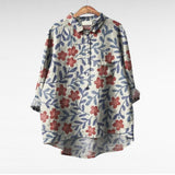 Elegant Summer Blouse in Pink Cut-Paper Floral