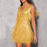 Millicent | Fringed V-Neck Cocktail Dress