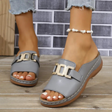 Ellianna | Cushioned Slide Sandals with a Link-Detail Band