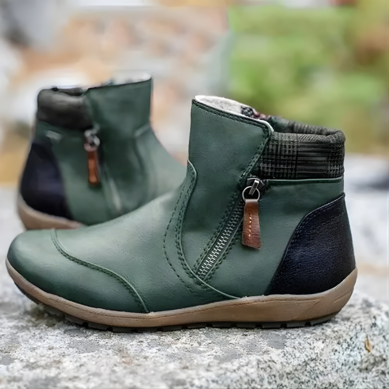 Moira Premium Zipper Orthopedic Waterproof Boots Green, photo studio