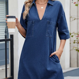 Navy Denim Shirt Dress