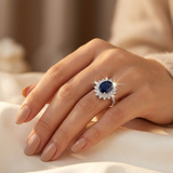 Aoife | Sapphire Halo Ring