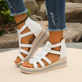 Gael | Multi-Strap Wedge Sandals with a Back Zip