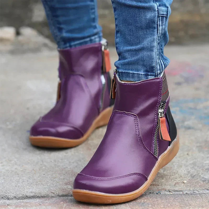 Moira Premium Zipper Orthopedic Waterproof Boots Purple, photo studio