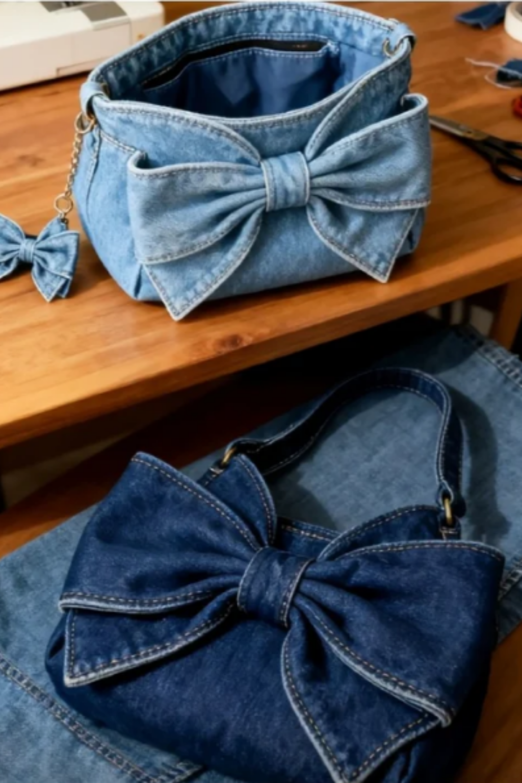 Retro Denim Bow Bag