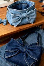 Retro Denim Bow Bag