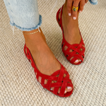 Emerie | Lattice Peep-Toe Flat Sandals