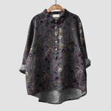 Elegant Summer Blouse in Charcoal Ditsy Floral