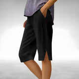 Laurel | Knee-Length Shorts with Buttoned Side Slits
