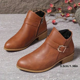 Bella | Ankle Boots with a Buckle Strap and Block Heel