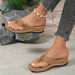 Sophia | Orthopaedic Toe-Post Sandals with Flower Appliqués