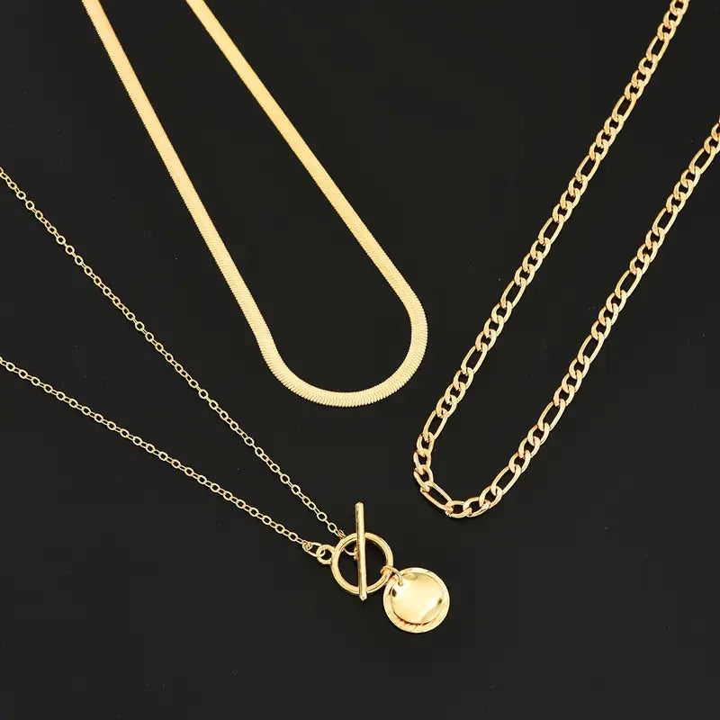 Ailish | Textured Coin Layered Necklace