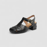 Orthopaedic Mary Jane Shoes in Burgundy Leather, T-Bar