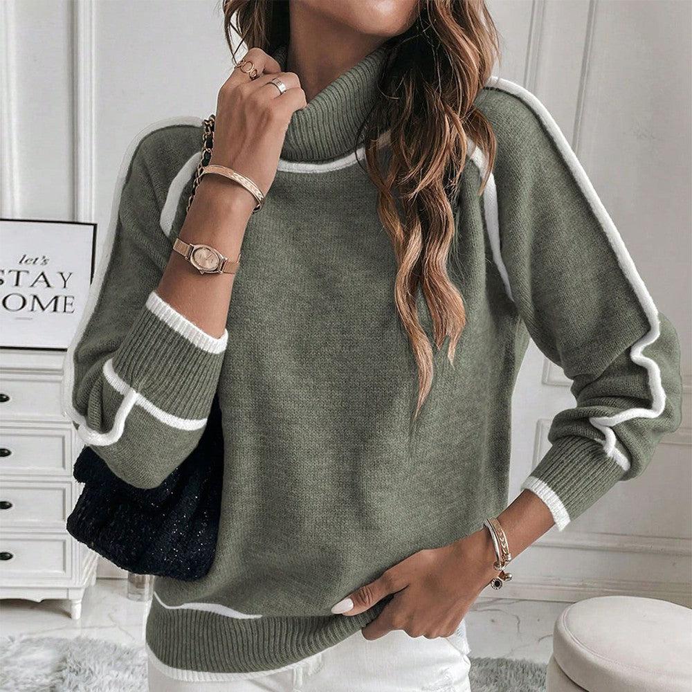 Contrast Stripe Turtleneck Jumper
