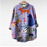Elegant Summer Blouse in Lilac Dogs