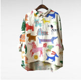 Elegant Summer Blouse in Lilac Dogs