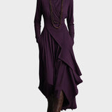 Tessie | Asymmetric Knit Turtleneck Maxi Dress